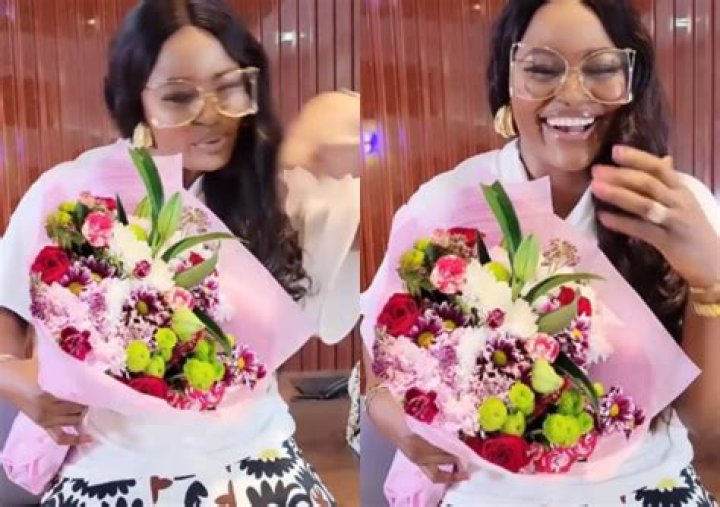 
Sweetest thing, but i would have preferred money- Chizzy Alichi says as she receives Flowers from husband 